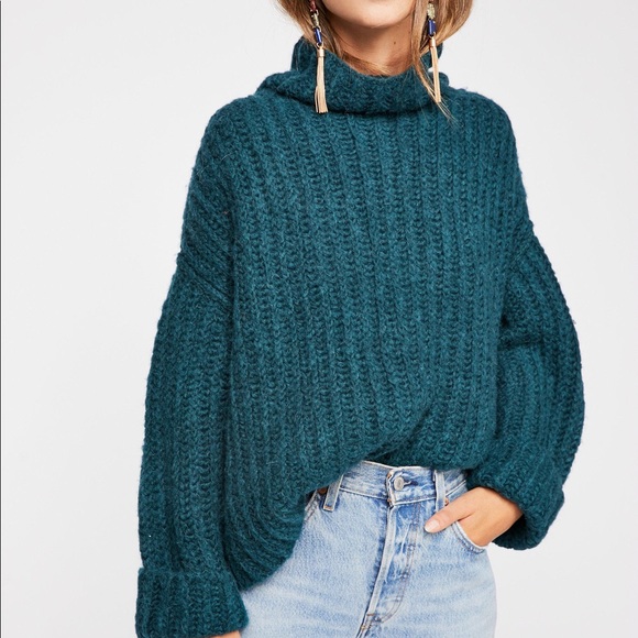 Free People Sweaters - Teal Mock Neck Free People Sweater